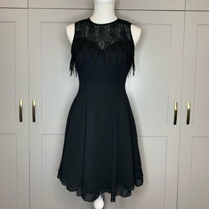 Feather Lace Black Cocktail Dress